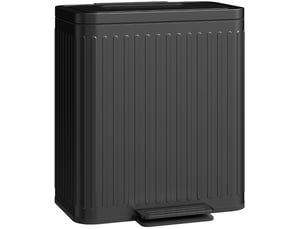Poubelle de cuisine 2 x 20 l noire en métal et plastique, pédale et bacs amovibles pour le tri des déchets