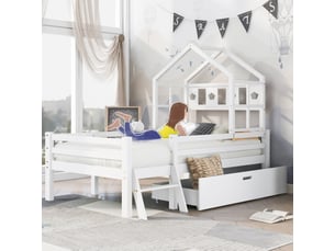 Lit avec rangement 90x200 cm <strong>SWEIKO</strong> <strong>357172AAW</strong> coloris blanc