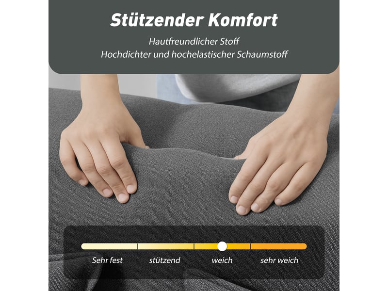  Canapé-lit 2 places convertible en tissu avec 2 coussins gris 203 x 95 x 75 cm  - Conforama E