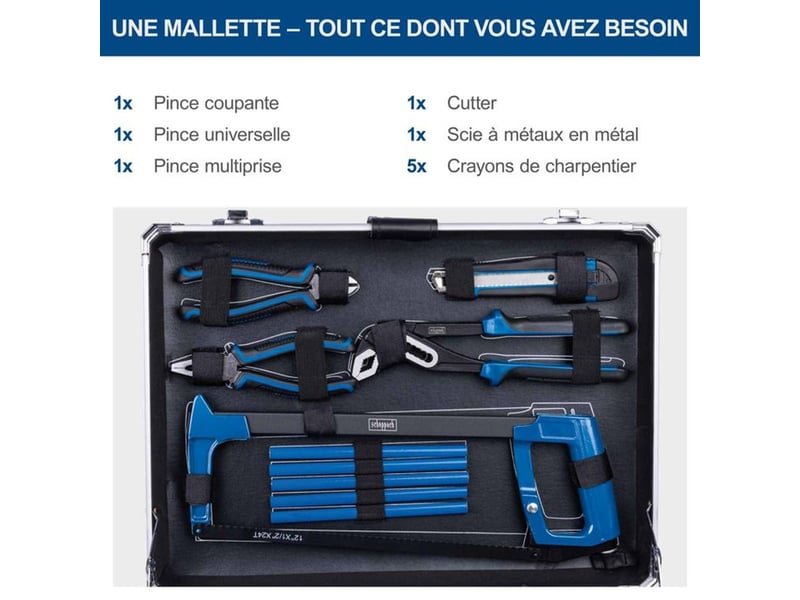 Coffret outils scheppach tb200 141 pieces chrome vanadium aluminium noir verrouillable 5909330900 - Conforama E