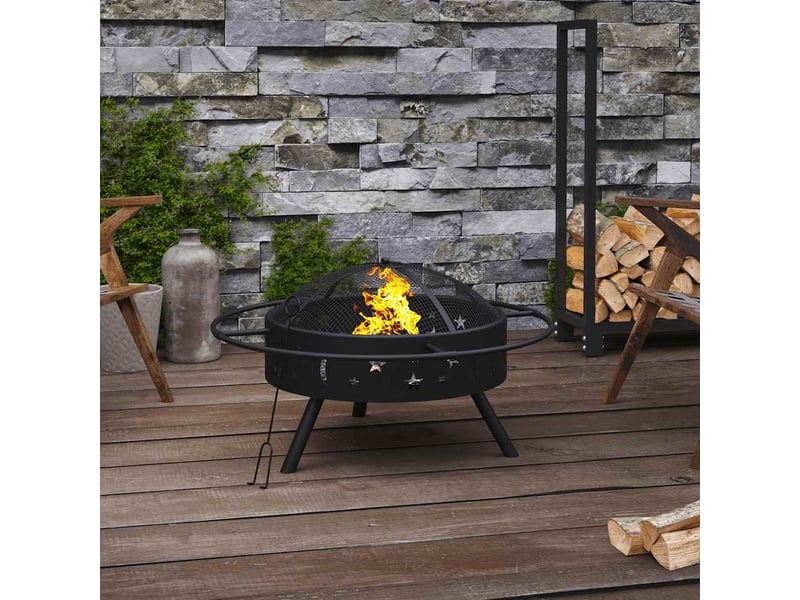  Brasero exterieur, foyer camping avec tisonnier 70 cm xxl acier shl93957  - Conforama B