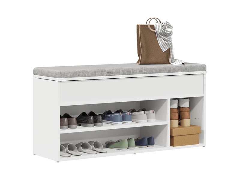  Banc à chaussures, meuble à chaussures blanc 102x30,5x45 cm bois d'ingénierie  - Conforama B