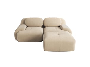 Canapé d'angle modulable en velours côtelé, beige, 208 x 178 x 70 cm