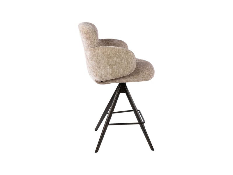 Lot de 2 chaises de bar pivotantes en tissu texturé sable et bronze  - Conforama E