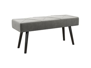 Bout de lit rembourré avec motif en x, assise confortable et pieds en acier, aspect velours gris 100 × 36 × 45 cm