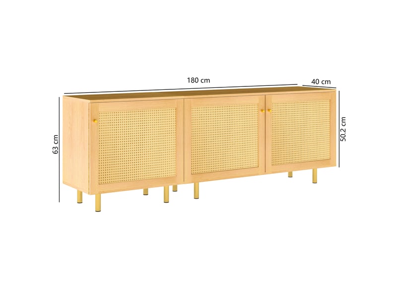  Buffet modulable avec 3 portes et étagères de rangement pour salle à manger en mdf naturel  - Conforama E