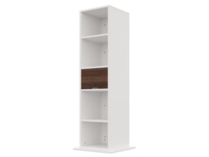 Colonne de rangement rotative avec miroir en pied mdf blanc 45 x 45 x 168 cm