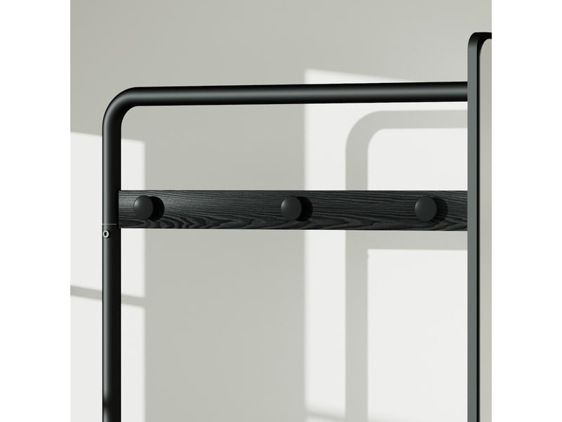  Portant à vêtements avec miroir panier et roulettes acier noir 70x40x170 cm W3148P435688 - Conforama D