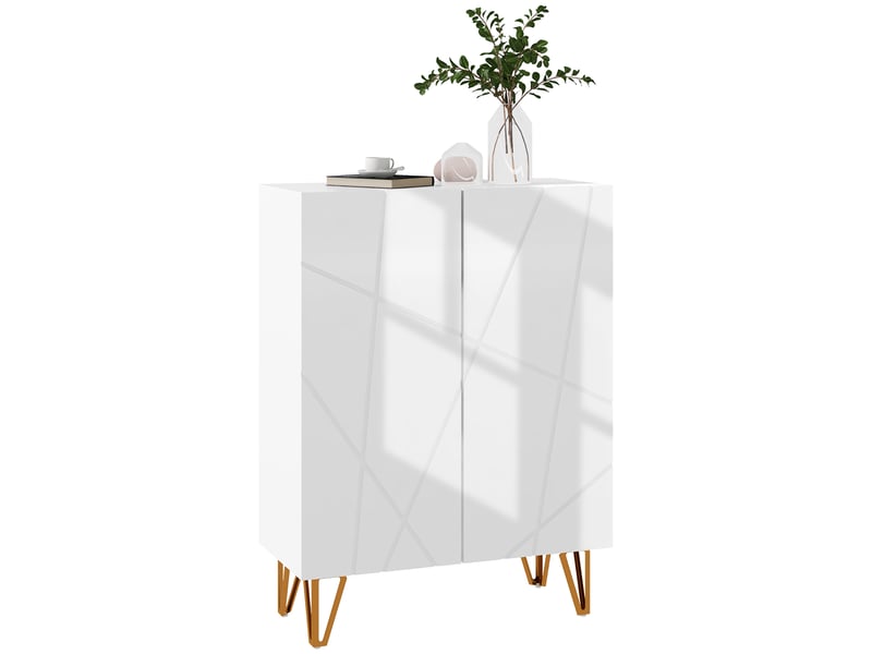  Meuble à chaussures avec étagères réglables et charnières à fermeture douce, pour 15 à 20 paires de chaussures, 72 x 31,5 x 95 cm, blanc  - Conforama A