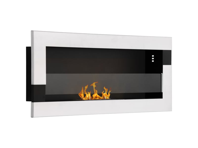  Cheminée à bioéthanol en acier inoxydable, autonomie de 2,5 h avec un réservoir de 1,5 l et une surface de chauffe de 20 m², 90 x 16 x 40 cm, argent  - Conforama A