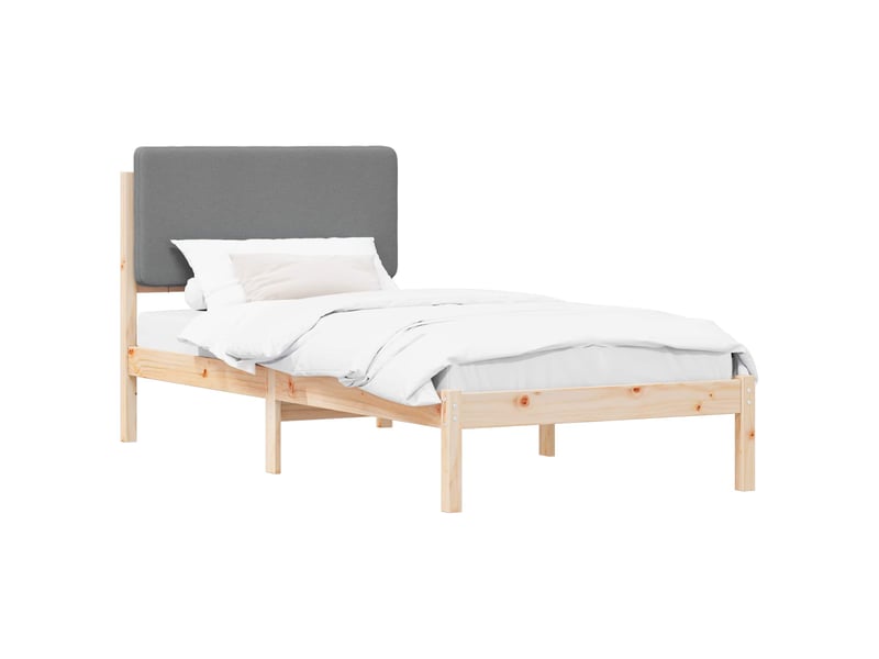 Lit simple- lit adulte -  cadre de lit avec tête de lit rembourrée gris clair 90 x 190 cm  - Conforama A