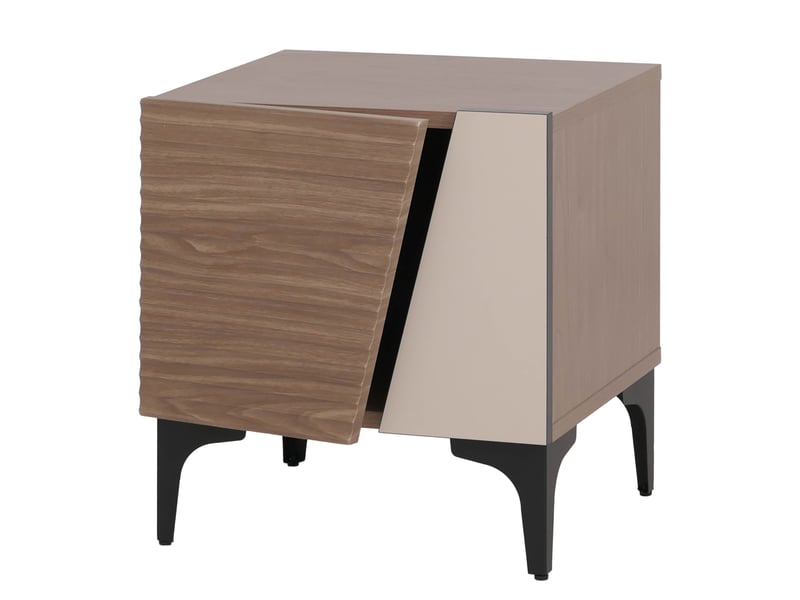  Table de chevet hwc-q83, commode, table d'appoint, armoire, compartiment de rangement à structure 3d, mdf mélaminé, 50 x 45 x 42 cm - aspect noyer clair  - Conforama A
