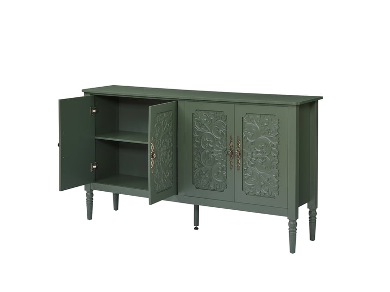 Buffet 4 portes à reliefs vintage 160x40x89 cm vert - Conforama E