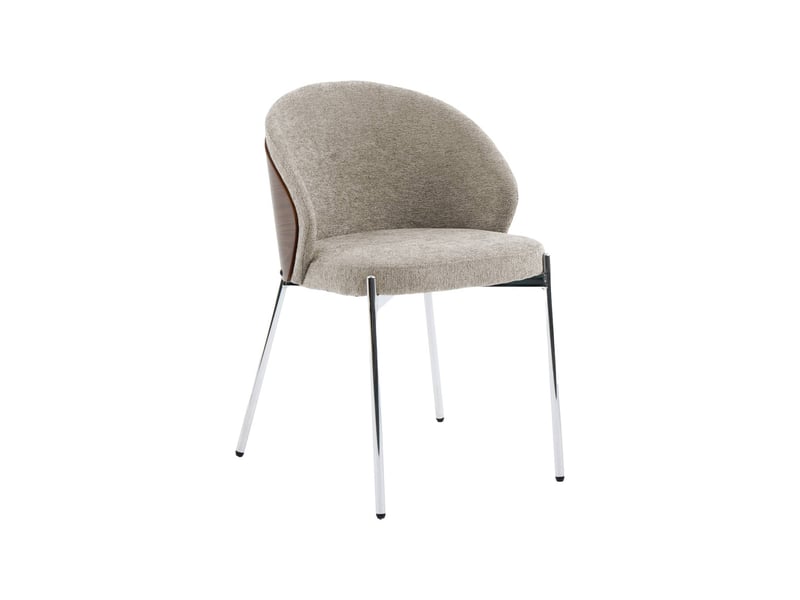  Lot de 2 chaises bois de peuplier teinté noyer. Acier chromé et tissu texturé taupe - paul  - Conforama B