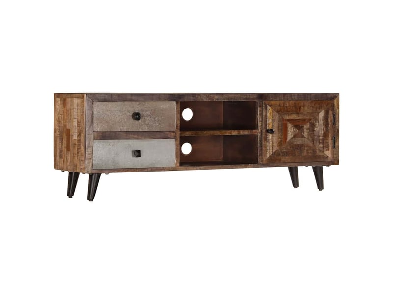  Meuble tv - banc tv - meuble de rangement 118x30x40 cm bois de manguier massif  - Conforama B
