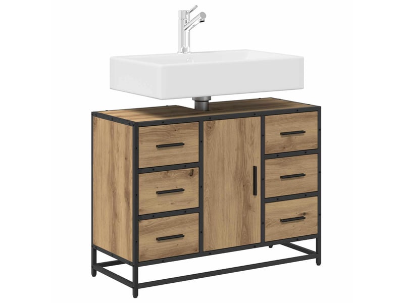  Cabinet de salle de bain, armoire salle de bain chêne artisanal 80 x 33 x 60 cm cf65302  - Conforama C