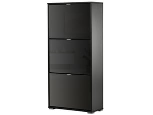 Meuble à chaussures moderne à 3 tiroirs, capacité de 18 paires de chaussures, pour entrée, 60 x 26 x 124 cm, noir