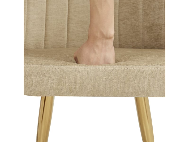Lot de 4 chaises de salle à manger,58,5x62x78 cm,avec pieds dorés réglables,polyester,marron - Conforama E