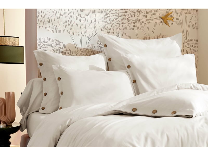  Housse de couette 240 x 220 cm percale de coton 120 fils unie perrine blanc 15363 - Conforama C