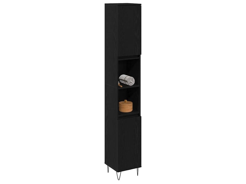  Cabinet de salle de bain, armoire salle de bain chêne noir 30 x 30 x 190 cm cf65326  - Conforama C