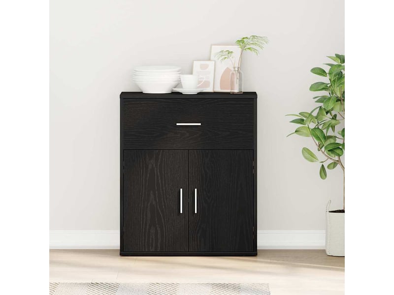 Buffet - bahut - meuble de rangement chêne noir 60 x 31 x 70 cm bois d'ingénierie - Conforama B