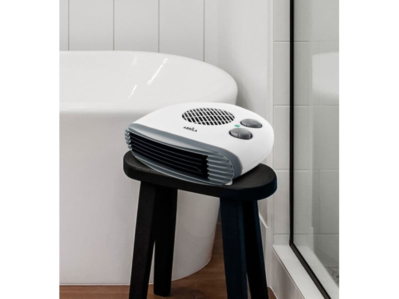  Chauffage soufflant horizontal ABRILA Toril 2000 W blanc, 2 puissances, 3 fonctions, thermostat réglable et câble 1,2 m 198222001 - Conforama C