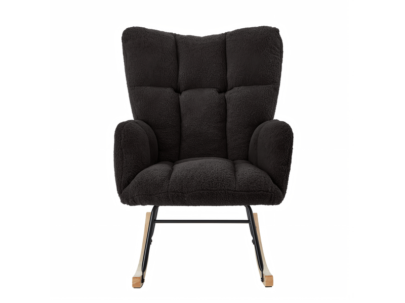 Fauteuil à bascule 69 x 89 x 101 cm gris foncé polyester, structure métal et base en bois, style nordique  - Conforama D