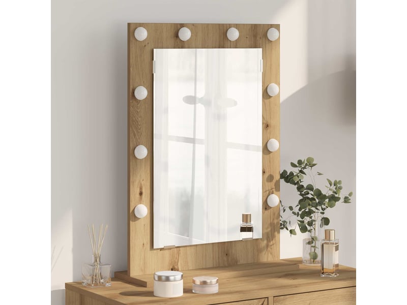  Miroir de vanité, miroir de coiffeuse chêne artisanal 70 x 50 x 18 cm rectangulaire cf62753  - Conforama B