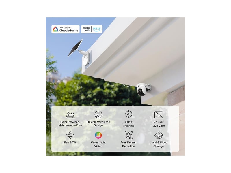 Caméra wifi d'extérieur tapo 2k 3mp 360° ai tracking 2 voies audio vision couleur ip65 TAPO C610 KIT - Conforama B