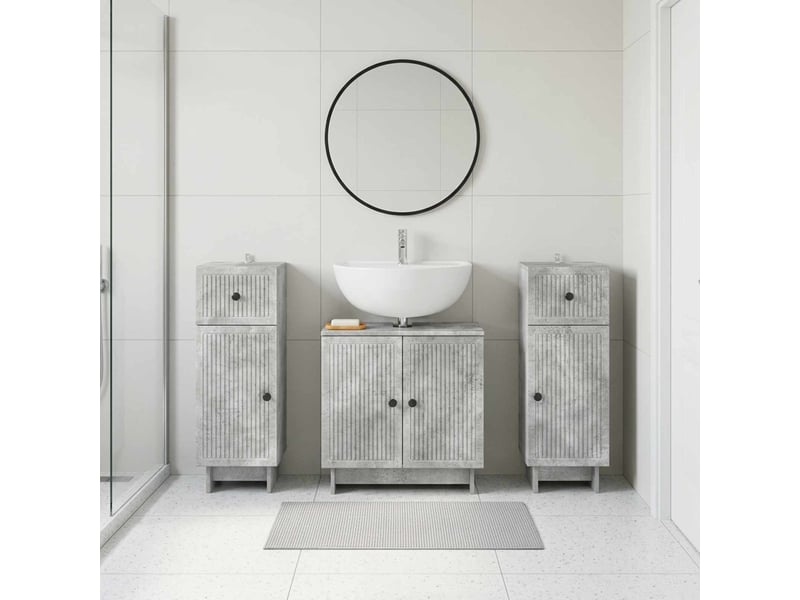 Ensemble de meuble de salle de bain 3 pièces ede gris béton cf63420 - Conforama B