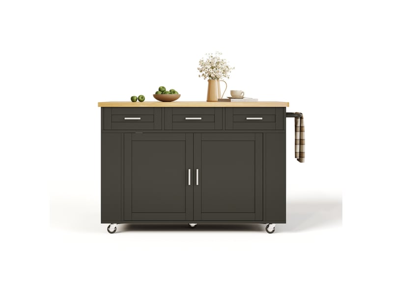 Desserte de cuisine 120x70x84 cm avec plateau rabattable, naturel et noir - Conforama A