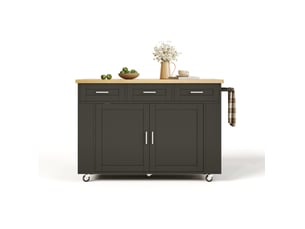 Desserte de cuisine 120x70x84 cm avec plateau rabattable, naturel et noir
