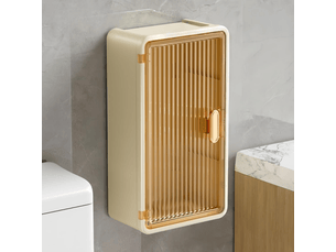 Boîte à mouchoirs murale avec étagère de rangement, organiseur de salle de bain compact et transparent avec séparateur réglable (jaune)