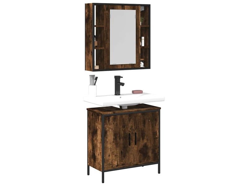 Ensemble de meubles de salle de bain 2 pcs chêne fumé cf63578 - Conforama B