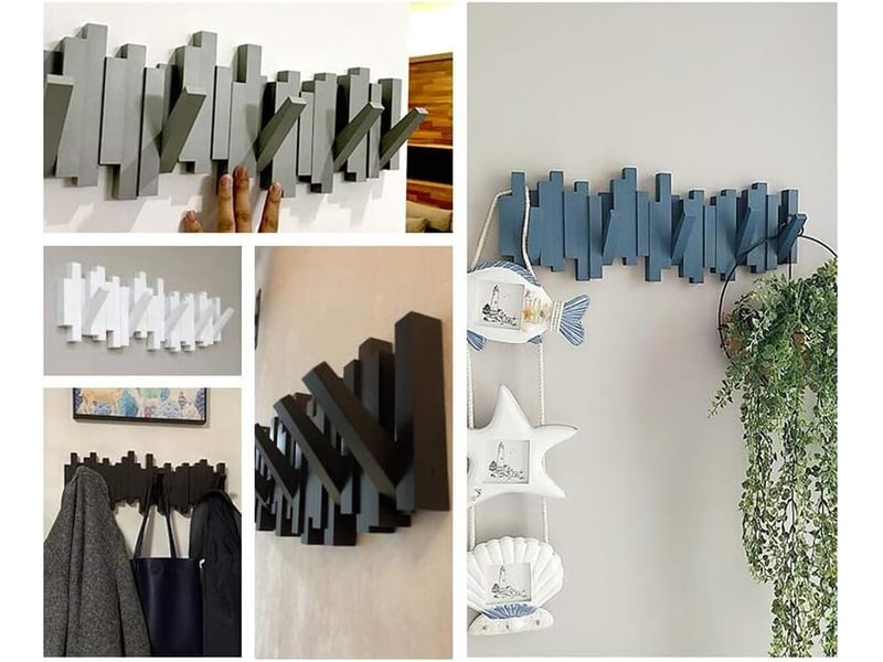  Patères murales décoratives style nordique, crochets de design élégant pour manteaux, clés et serviettes, finition de qualité pour salle de bain, noir  - Conforama E