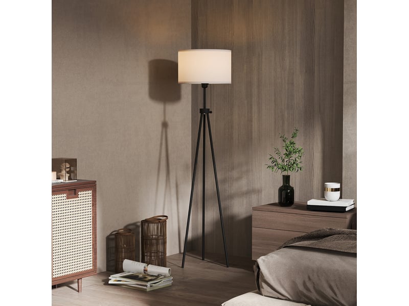  Lampadaire moderne noir et blanc acier et polyester, culot e27, câble 3 m  - Conforama B