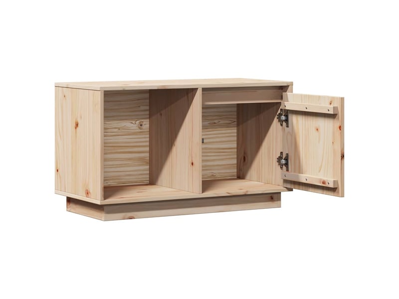  Meuble tv - banc tv - meuble de rangement 74x35x44 cm bois de pin massif  - Conforama E