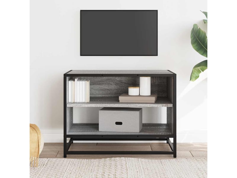  Meuble tv - banc tv - meuble de rangement sonoma gris 61x40x46 cm bois d'ingénierie et métal  - Conforama C