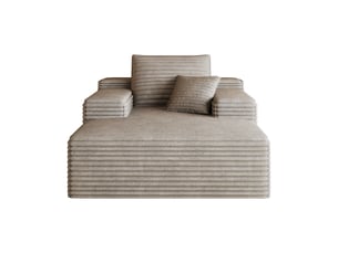 Fauteuil 1 places - 115x159cm - chaiselongue modulaire en velours assise profonde, mousse haute résilience sans montage - camel