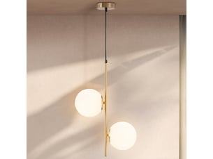 Suspension luminaire moderne, lustre plafonnier de double-tête, lumière suspendue réglable pour entrée, salon, ton doré