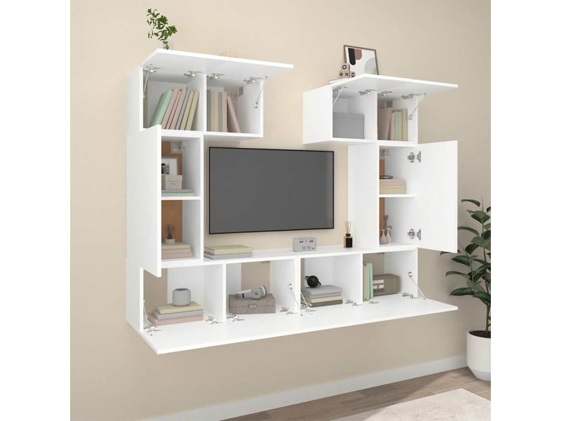  Ensemble de meubles tv - banc tv - meuble de rangement 6 pcs blanc bois d'ingénierie  - Conforama C
