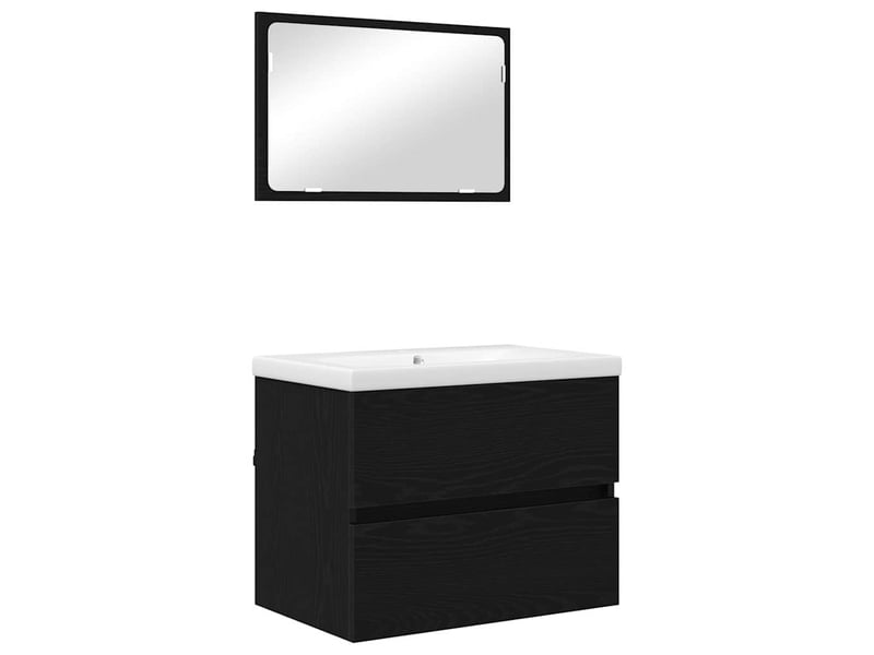 Ensemble de mobilier de salle de bain 3 pc chêne noir cf64335 - Conforama A