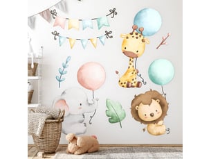 Sticker mural - animaux avec des ballons100x153 cm