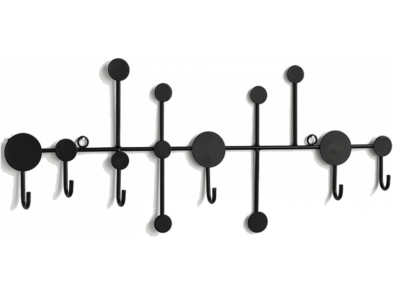  Porte-manteau mural avec 6 crochets, polyvalent, pour suspendre manteaux, sacs à dos, chapeaux, noir  - Conforama A