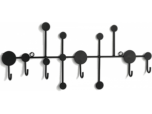 Porte-manteau mural avec 6 crochets, polyvalent, pour suspendre manteaux, sacs à dos, chapeaux, noir