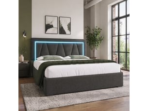 Lit avec rangement 140x200 cm <strong>MODENVIE</strong>  <strong></strong> coloris gris