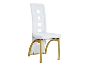 Lot de 6 chaises de salle à manger 43x49x102,5 cm motif ajouré métal polyuréthane blanc et doré