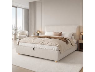 Lit coffre 180x200 cm <strong>MODENVIE</strong>  <strong></strong> coloris beige