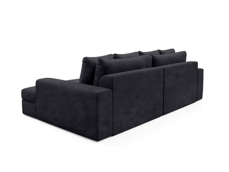 Canapé droit 4 places confort assise profonde en velours côtelé caldo noir - Conforama D