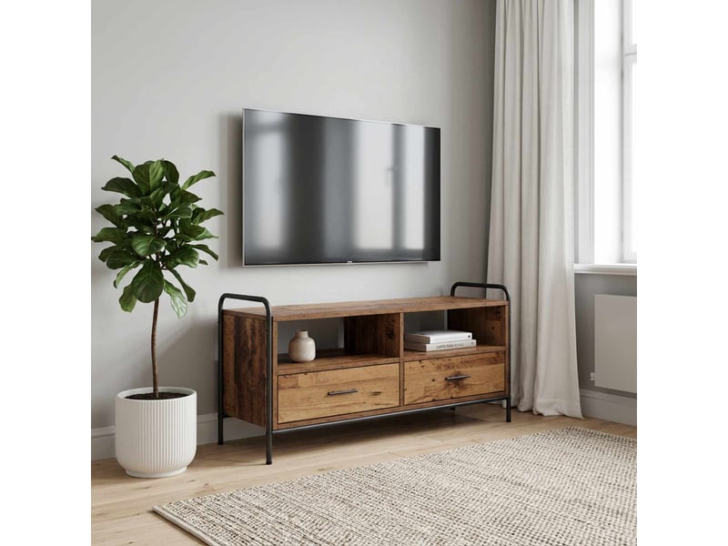  Meuble tv moderne, banc tv 67,5x33x50 cm bois ancien bois d'ingénierie  - Conforama B